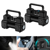 Automašīnas riepu sūknis 150 PSI 12V pārnēsājams gaisa sūknis LED avārijas kabatas lukturītis Lieljaudas gaisa kompresors automašīnas riepu piepūtējs visiem transportlīdzekļiem