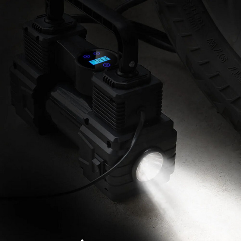 Automašīnas riepu sūknis 150 PSI 12V pārnēsājams gaisa sūknis LED avārijas kabatas lukturītis Lieljaudas gaisa kompresors automašīnas riepu piepūtējs visiem transportlīdzekļiem