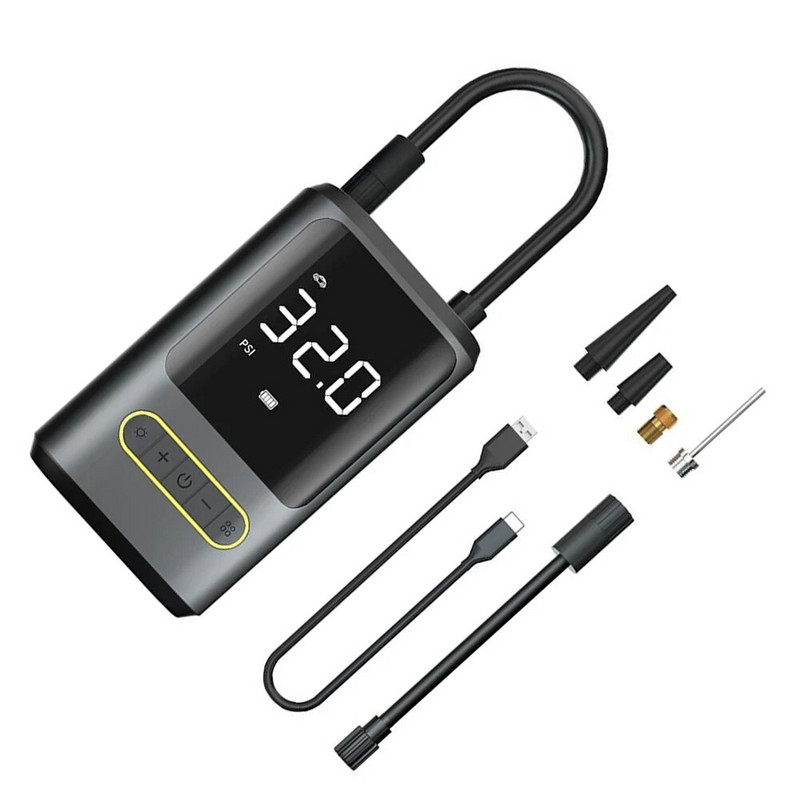 150 PSI jalgrattarehvi rehvi täitur USB-tüüpi C laetav mini-automaatne täispuhutav õhupump 4000 mAh aku jalgratta mootorratta autole