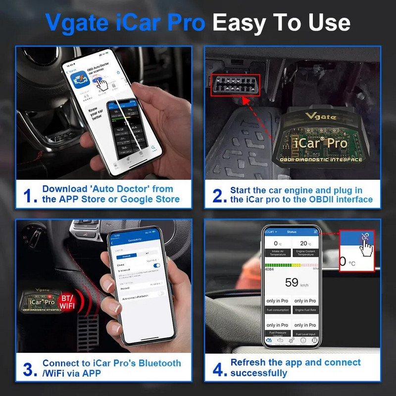 Vgate iCar Pro Bluetooth 4.0/WIFI Εργαλείο διάγνωσης αυτοκινήτου V2.3 OBD2 EOBD Code Reader Auto Scanner 16PIN για Android/IOS/PC PK Elm327