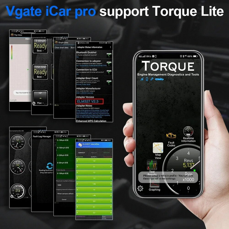 Vgate iCar Pro Bluetooth 4.0/WIFI Εργαλείο διάγνωσης αυτοκινήτου V2.3 OBD2 EOBD Code Reader Auto Scanner 16PIN για Android/IOS/PC PK Elm327