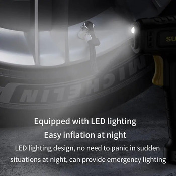 100 W ръчен въздушен компресор Кабелна надуваема помпа с LED светлинен указател/цифрова въздушна помпа Инфлатор за гуми за автомобилни велосипедни топки