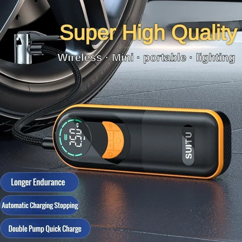 Pārnēsājams automašīnas piepūšanas bezvadu digitālais displejs elektrisko transportlīdzekļu riepu piepūšanas gaisa kompresors motocikla velosipēda lodīšu sūknim