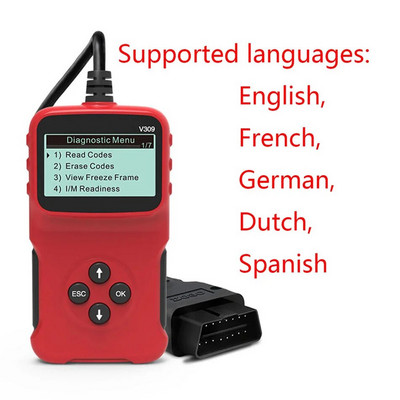 OBD2 skanneri diagnostikatööriista koodilugeja Kontrollmootori skannimise testimise tööriistad Autoskanner lähtestamise, I/M-valmidusega ja muuga, alates 1996. aastast
