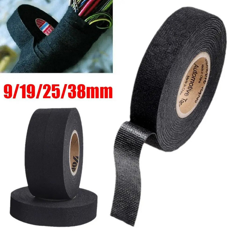 15-метрова топлоустойчива лента, забавяща горенето, самозалепваща се платнена лента за автомобилни кабелни снопове, окабеляване, защита на тъкачен стан, ширина 9/19/25 мм