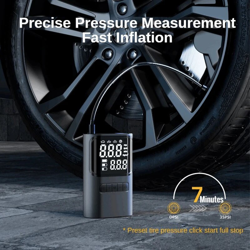 EAFC automašīnas gaisa kompresors pārnēsājams elektrisks bezvadu riepu piepūšanas gaisa sūknis 150 PSI uzlādējams digitālais automašīnu motociklu bumbām