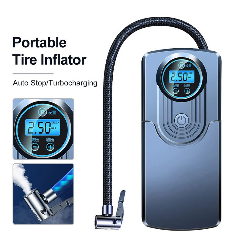 120 W bezvadu riepu piepūšanas ierīce, USB uzlādējams rokas gaisa kompresora sūknis, pārnēsājams automašīnu riepu piepūtējs motociklu bumbām