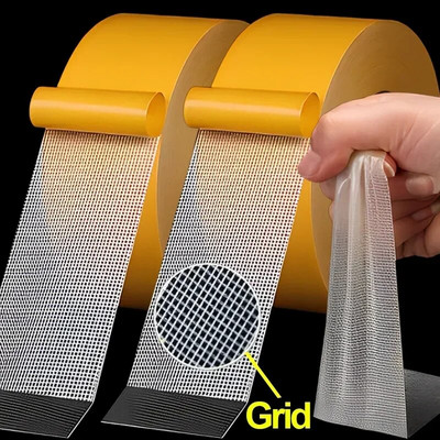 5M Double Sided Tape High Viscosity Grid Fiber Transparent Double Sided Tape Sticky Adhesive Fiber Mesh Tape
