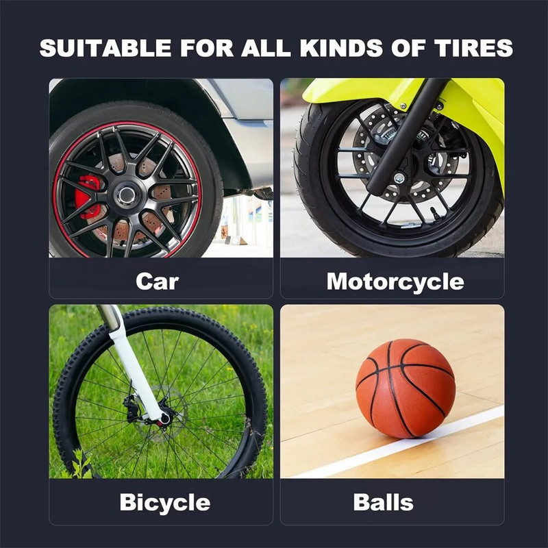 Új autós felfújó szivattyú 12V 6000mAh elektromos vezeték nélküli hordozható gumiabroncs felfújó szivattyú motorkerékpárhoz autó gumiabroncs golyós szivattyú