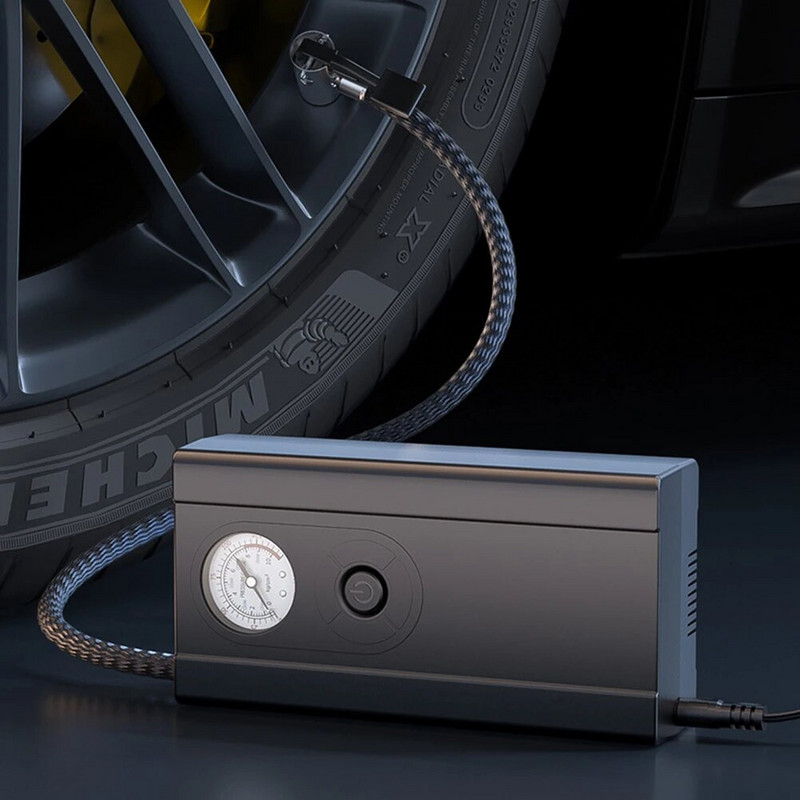 12V DC riepu piepūšanas pārnēsājamais gaisa kompresors 150PSI automātiska izslēgšanās ar vadu elektriskais gaisa sūknis ar rādītāja spiediena mērītāju