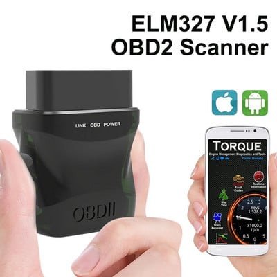 ELM327 V1.5 OBD2 skeneris Bluetooth 4.0 OBD2 automašīnas diagnostikas rīks OBDII dzinēja gaismas kļūdas kodu lasītājs bezvadu darbam ar IOS Android datoru
