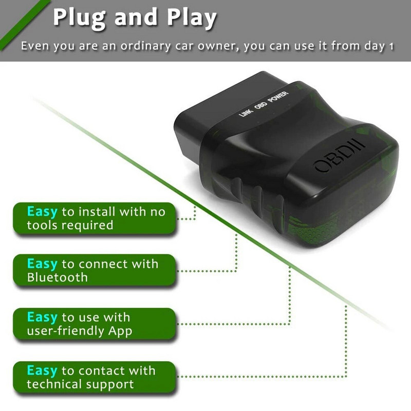 ELM327 V1.5 OBD2 skeneris Bluetooth 4.0 OBD2 automašīnas diagnostikas rīks OBDII dzinēja gaismas kļūdas kodu lasītājs bezvadu darbam ar IOS Android datoru