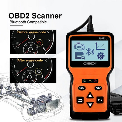 2023 Upgrade V310Pro Bluetooth OBD2 скенер с LCD дисплей Четец на кодове за грешки в автомобила Диагностика за всички OBDII превозни средства от 1996 г.