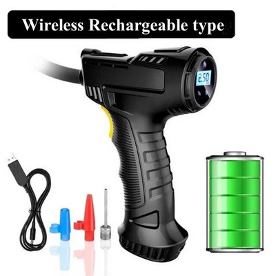 120 W autopump juhtmeta/juhtmega elektriauto rehvi täispuhutav pump õhukompressor rehvide jaoks Digitaalne / osutiga auto rehvipump