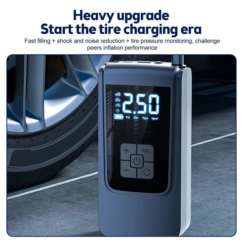 Φορητός αεροσυμπιεστής ελαστικών 6000mAh Ασύρματο DC12V 150PSI Ισχυρή αντλία αέρα ελαστικών με ελαφριά ψηφιακή οθόνη