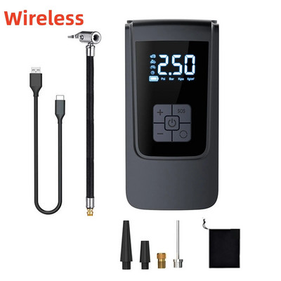 Bezvadu automašīnas viedais gaisa sūknis, pārnēsājams digitālais automašīnas automātiskais kompresora riepu piepūtējs motociklu bumbām 150 PSI