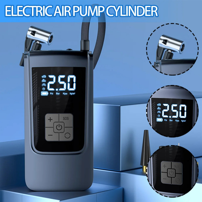 Bezvadu automašīnas viedais gaisa sūknis, pārnēsājams digitālais automašīnas automātiskais kompresora riepu piepūtējs motociklu bumbām 150 PSI
