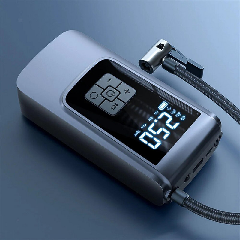 Bezvadu automašīnas viedais gaisa sūknis, pārnēsājams digitālais automašīnas automātiskais kompresora riepu piepūtējs motociklu bumbām 150 PSI