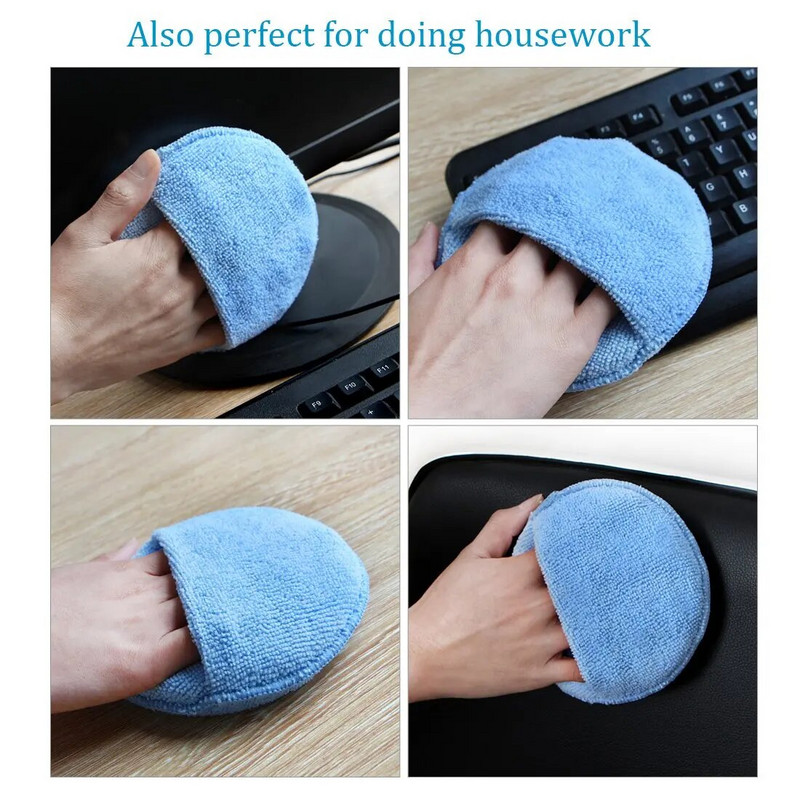 Automašīnu vaskošanas pulēšanas sūkļi 5 collu auto detaļu vaska aplikatora paliktņi apaļas kabatas mikrošķiedras putu sūkļi Auto tīrīšanas rīki