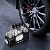 Pompă de aer portabilă cu cilindru dublu de 12V Compresor de aer pentru mașină și camion pentru sarcini grele Compresor de aer portabil 150PSI Pompă de umflare auto