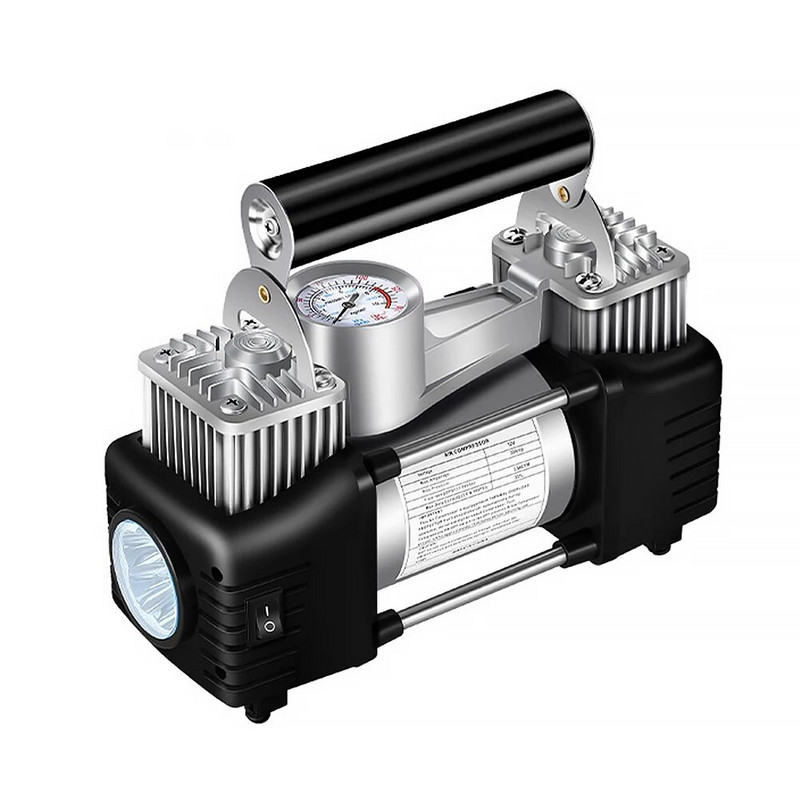 Pompă de aer portabilă cu cilindru dublu de 12V Compresor de aer pentru mașină și camion pentru sarcini grele Compresor de aer portabil 150PSI Pompă de umflare auto