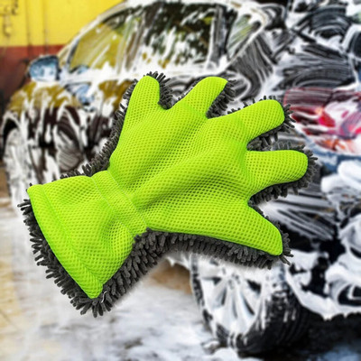 Меки ръкавици за миене на автомобили с 5 пръста Четка за почистване на коли и мотоциклети Сушене на кърпи Стайлинг на автомобили