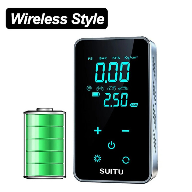 Autó elektromos légszivattyú hordozható vezetékes/vezeték nélküli digitális érintőképernyős légkompresszor 150PSI, alkalmas autómotorok felfújására