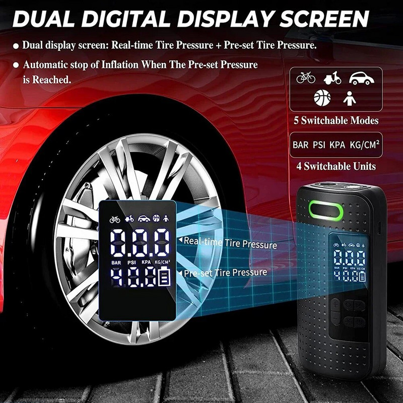 Μίνι φορητή ηλεκτρική αντλία αέρα αυτοκινήτου Φουσκωτή αντλία για ασύρματη αντλία αεροσυμπιεστή ελαστικών για μπάλα μοτοσικλέτας αυτοκινήτου