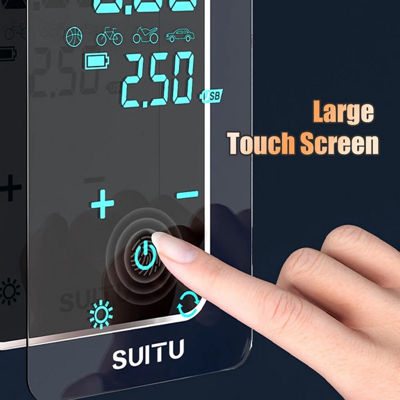 1800 mAh automašīnas elektriskais gaisa sūknis 150 PSI mini bezvadu ekrāna riepas piepūšamais sūknis automašīnas motocikla velosipēda piepūšanas gaisa kompresors