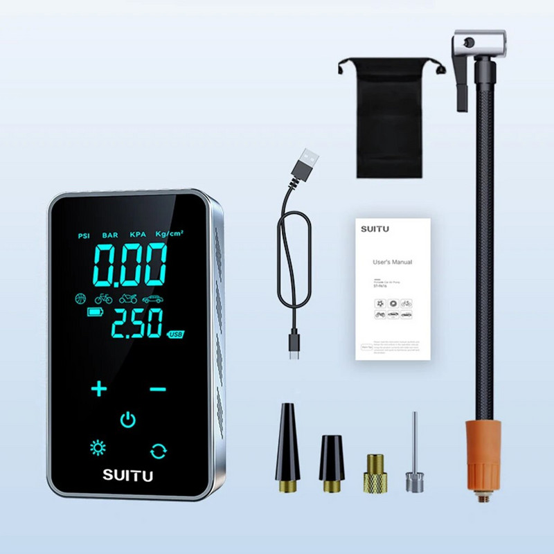 1800 mAh automašīnas elektriskais gaisa sūknis 150 PSI mini bezvadu ekrāna riepas piepūšamais sūknis automašīnas motocikla velosipēda piepūšanas gaisa kompresors