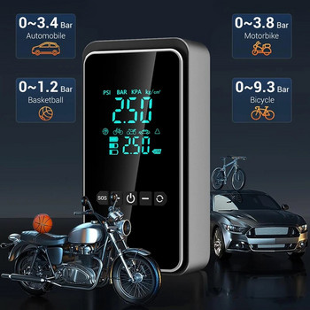 Безжична въздушна помпа 150psi сензорен екран Преносим електрически помпа за гуми за кола Велосипед Мотоциклет Мини въздушен компресор Инжектор