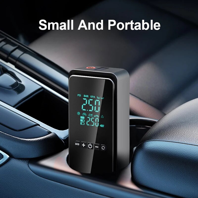 Bezvadu gaisa sūknis 150psi skārienekrāna pārnēsājams elektriskais riepu piepūtējs automašīnu velosipēda motocikla mini gaisa kompresora inžektoram