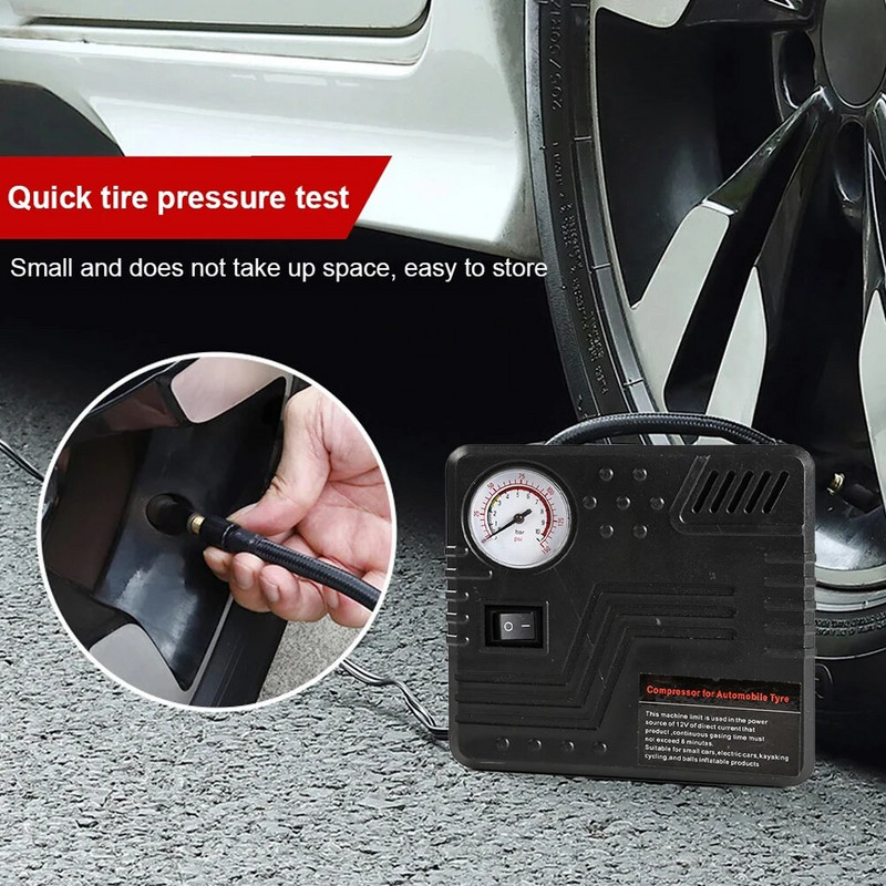 1Gb universāls automašīnas gaisa kompresors Portabe automašīnu riepu piepūtējs 12V avārijas gaisa sūknis ar spiediena mērītāju automašīnu motociklu bumbiņai