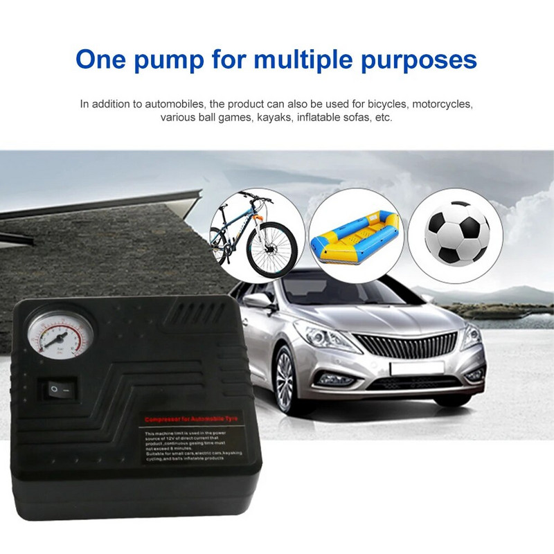 1Gb universāls automašīnas gaisa kompresors Portabe automašīnu riepu piepūtējs 12V avārijas gaisa sūknis ar spiediena mērītāju automašīnu motociklu bumbiņai