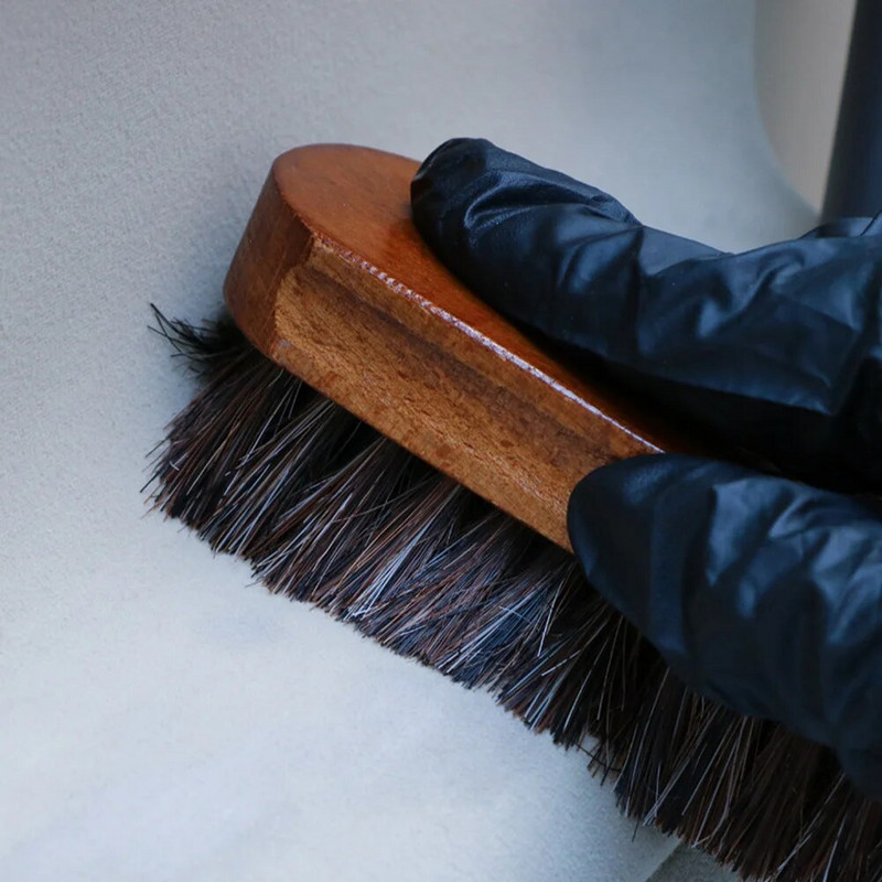 Puha lószőrbőr tisztítókefe Eredeti lószőr részletező kefe Autóbelső részletező eszköz autótisztításhoz és -mosáshoz