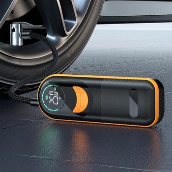 Безжична електрическа въздушна помпа Инфлатор за гуми Преносим въздушен компресор с цифров манометър и LED светлина за мотоциклет, велосипед