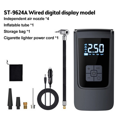 12V 150psi gaisa sūknis ar akumulatoru pārnēsājamu automašīnu riepu piepūšanu automašīnu motociklu un velosipēdu riepām