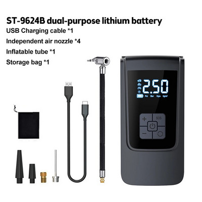 12V 150psi gaisa sūknis ar akumulatoru pārnēsājamu automašīnu riepu piepūšanu automašīnu motociklu un velosipēdu riepām