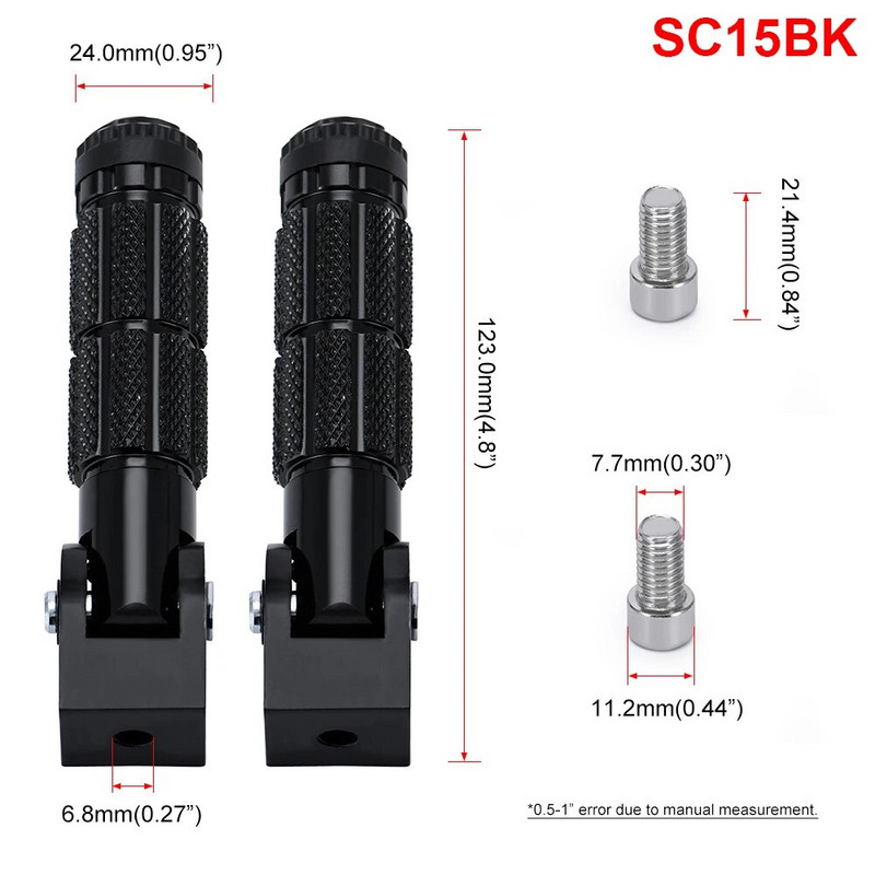 2 gab M8 Universālie motociklu motocikli saliekamie kāju balsti, kājiņas kāju balsti, kājiņas aizmugurējie pedāļi, komplekts CNC alumīnija motocikla daļa