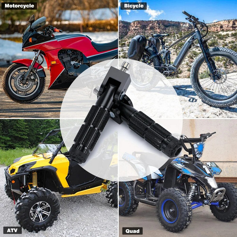 2 gab M8 Universālie motociklu motocikli saliekamie kāju balsti, kājiņas kāju balsti, kājiņas aizmugurējie pedāļi, komplekts CNC alumīnija motocikla daļa