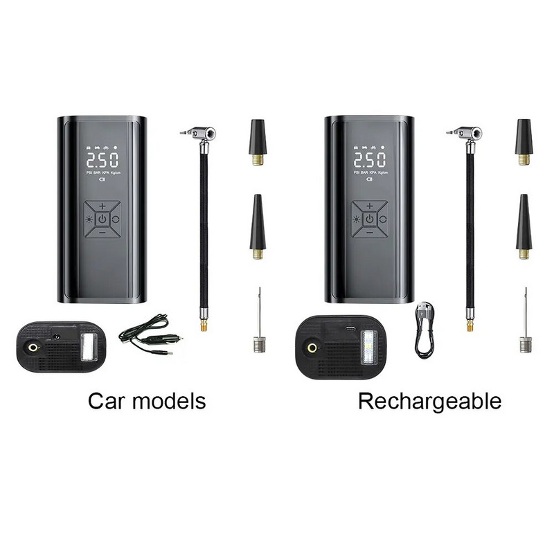 Riepu piesūcējs LED displejs gaisa kompresors inteliģents daudzfunkcionāls bezvadu gaisa sūknis transportlīdzekļu motociklam automašīnu riepu bumbām