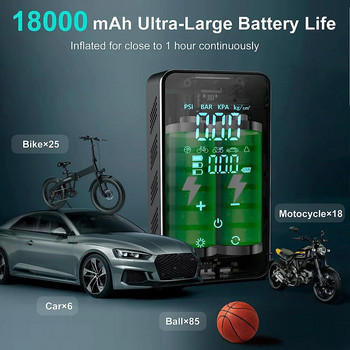 Автомобилна въздушна помпа 150PSI ръчен безжичен цифров дисплей Зареждане на електрическа помпа за гуми с LCD екран за велосипедна топка
