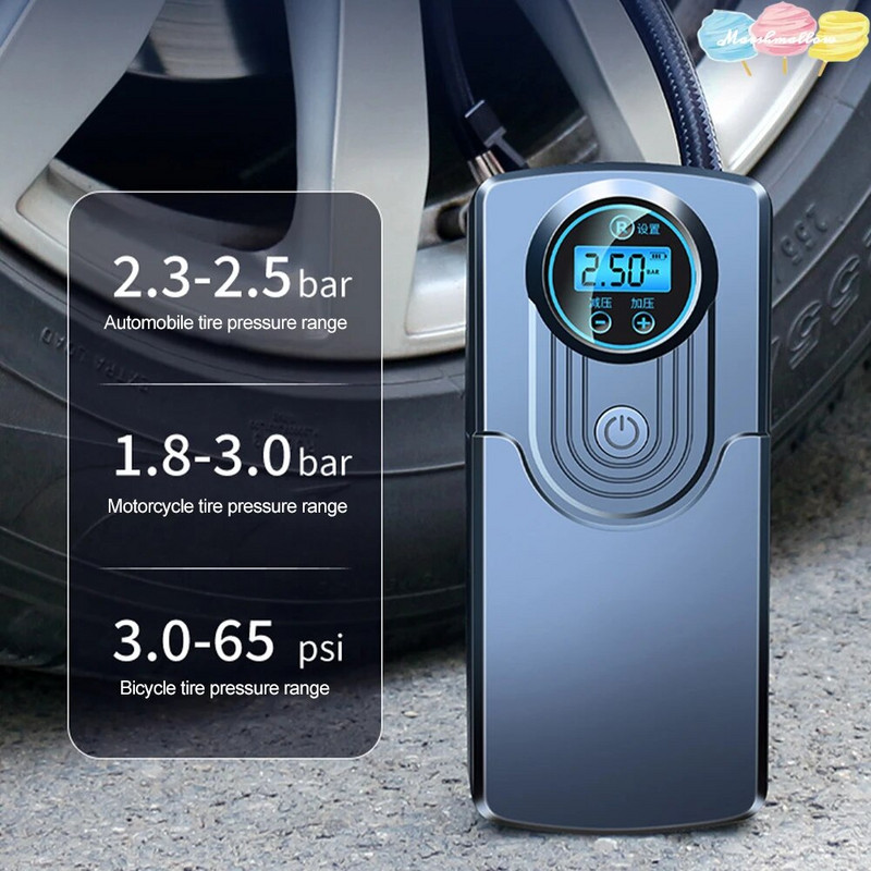 Ασύρματο φουσκωτό ελαστικών 120W Επαναφορτιζόμενη αντλία φορητού αεροσυμπιεστή USB Φορητό φουσκωτό ελαστικών αυτοκινήτου για μπάλες ποδηλάτου μοτοσυκλέτας