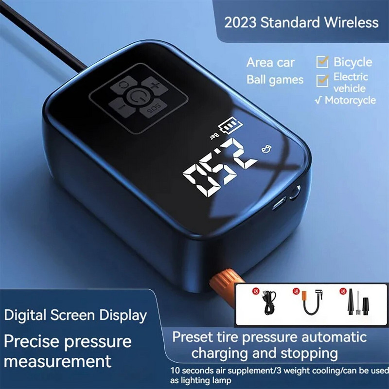 12V bezvadu automašīnas gaisa kompresora elektriskais riepu piepūšanas sūknis motociklu velosipēdu laivai AUTO riepu bumbām