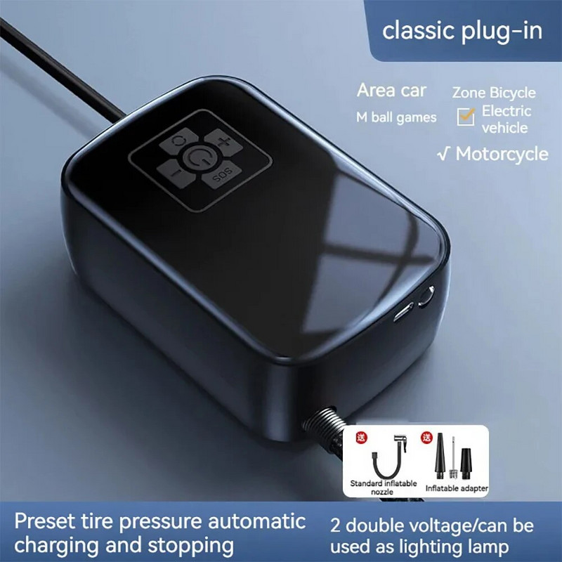 12V bezvadu automašīnas gaisa kompresora elektriskais riepu piepūšanas sūknis motociklu velosipēdu laivai AUTO riepu bumbām