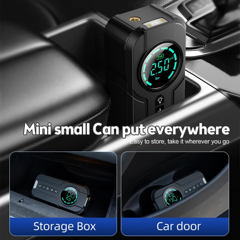 12V automašīnas piepūšanas sūknis Pārnēsājams daudzfunkcionāls piepūšanas sūknis Auto riepu sūknis digitālais manometra gaisa kompresors 150PSI