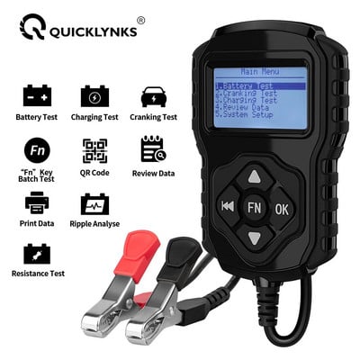 QUICKLYNKS BA2001 12V 24V Тестер за автомобилни акумулатори Автоматичен анализатор на системи за акумулатори 100-2000CCA Инструмент за тестване на зареждане с QR код