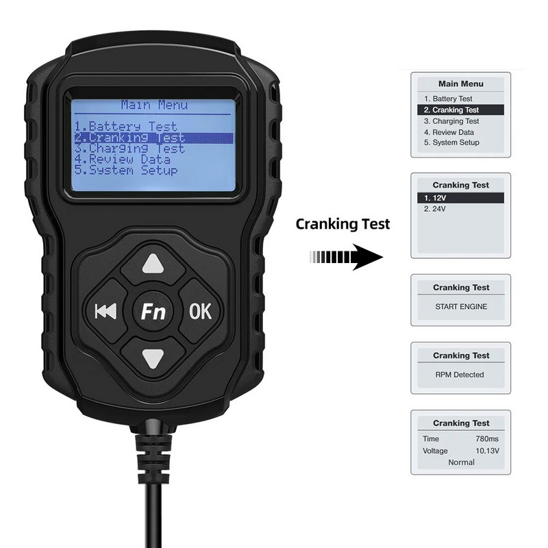 QUICKLYNKS BA2001 12V 24V automašīnu akumulatoru testeris Auto akumulatoru sistēmas analizators 100-2000CCA uzlādes pagriešanas testa rīks ar QR kodu