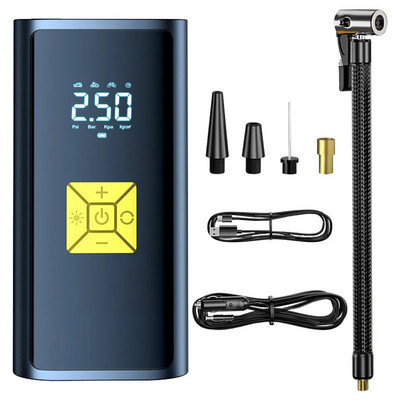 Mini automašīnas gaisa kompresors LCD displejs elektriskais riepu piepūtējs 150 PSI uzlādējams gaisa sūknis ar LED gaismu automašīnu motociklu bumbām