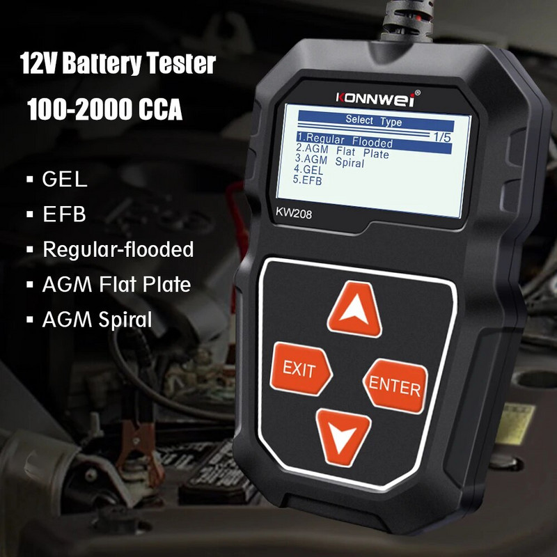 KONNWEI KW208 vooluahela aku analüsaator auto aku tester 12V 100 kuni 2000CCA väntamine laadimine 12 volti aku tööriistad pk BM550